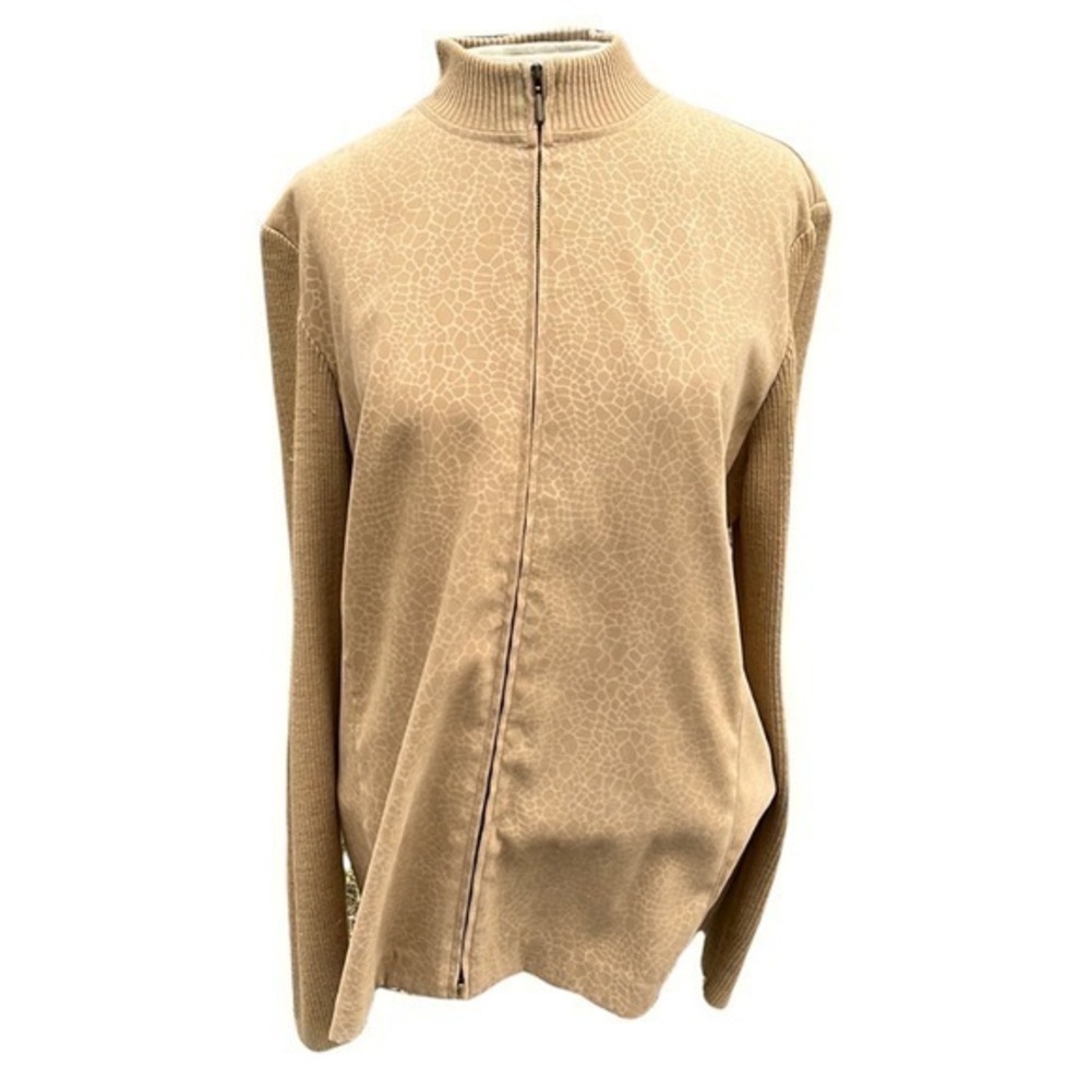 Alfred Dunner long sleeve full zip sweater mock neck all over print